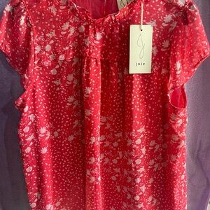 Joie Vibrant Red Top with Floral Design
